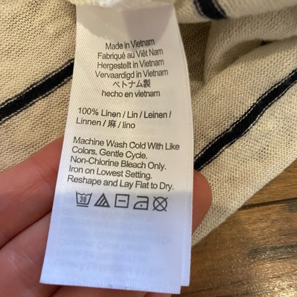 J. Crew Relaxed Linen Drop Shoulder Scoop Neck Stripe Tee Size Medium - Picture 6 of 10